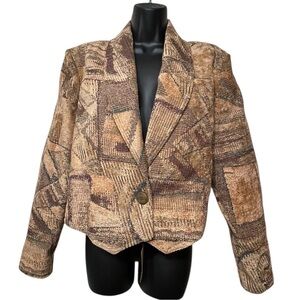 Vintage Expose Chenille Tapestry Blazer Jacket 1990’s Large USA